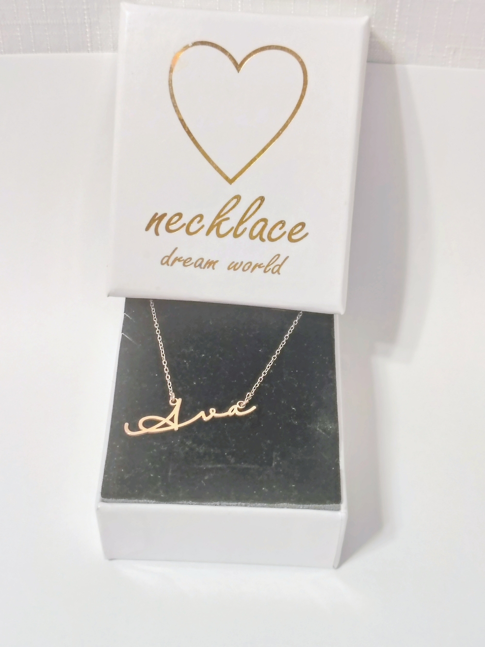 Ava Necklace Sterling Silver Gold Plated Personalized Jewelry 15" Dream World